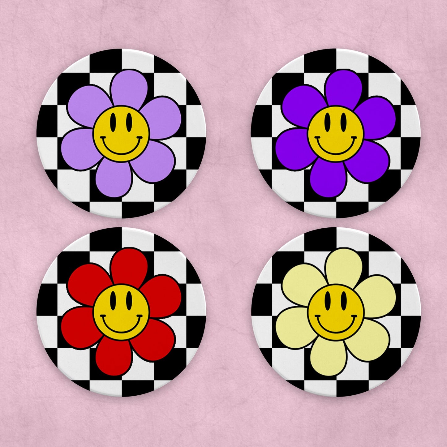 Checkerboard Flower Coaster