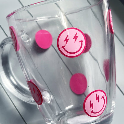 Lightning Smiley Face Glass Mug