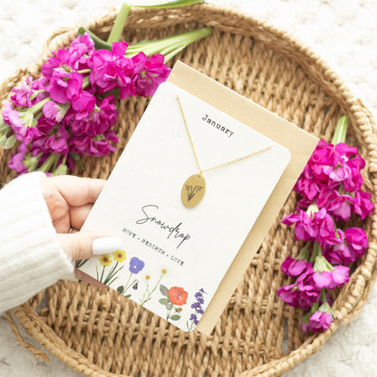 Birth Flower Necklace Greetings Card