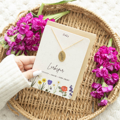 Birth Flower Necklace Greetings Card