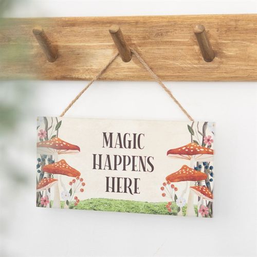 Magic Happens Here Hanging Sign