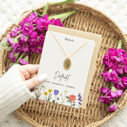 Birth Flower Necklace Greetings Card