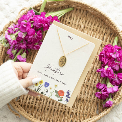 Birth Flower Necklace Greetings Card