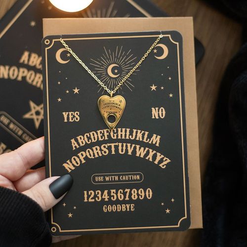 Ouija Planchette Necklace Greetings Card