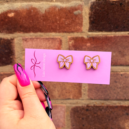 Purple Bow Studs