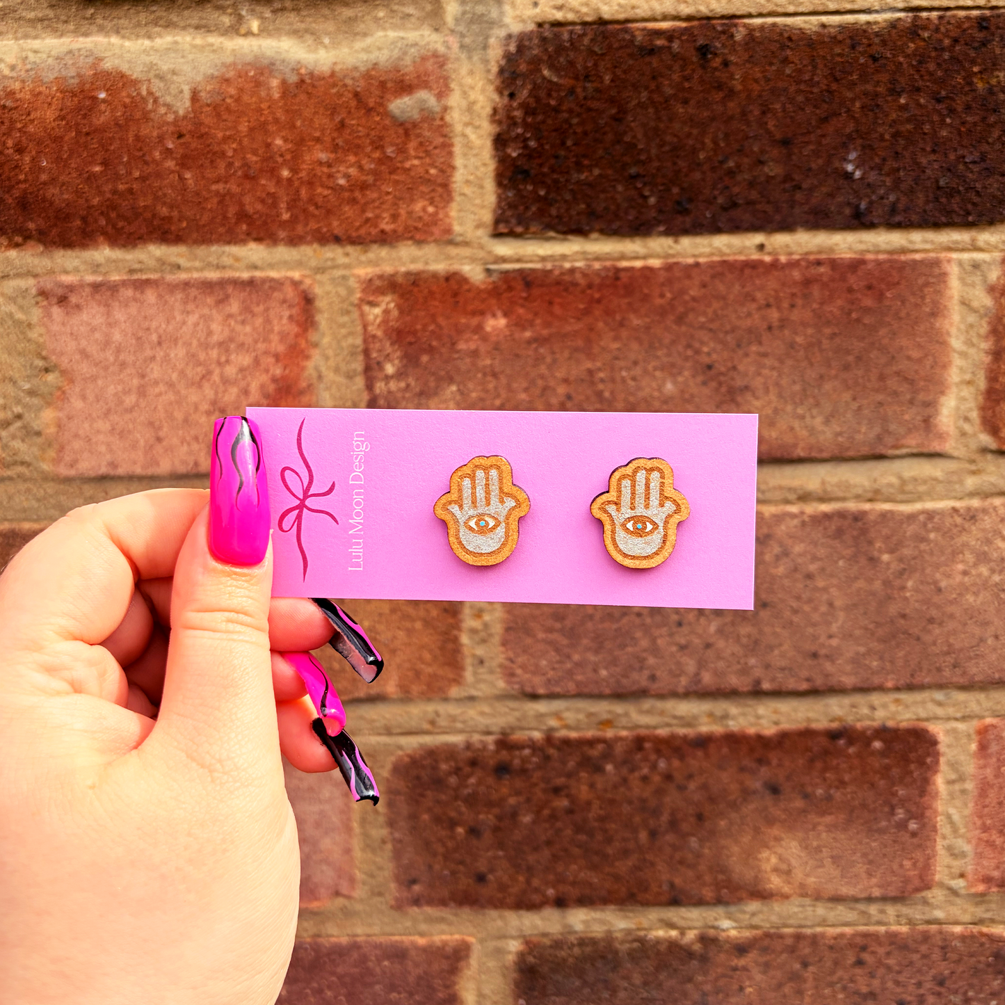 Silver Hamsa Studs