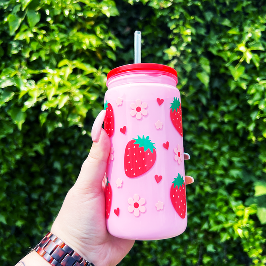 Strawberry Milkshake Snowglobe Can Glass