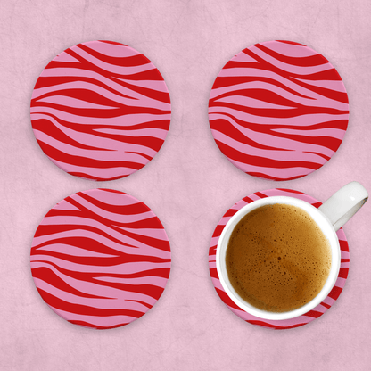 Pink Zebra Print Coaster